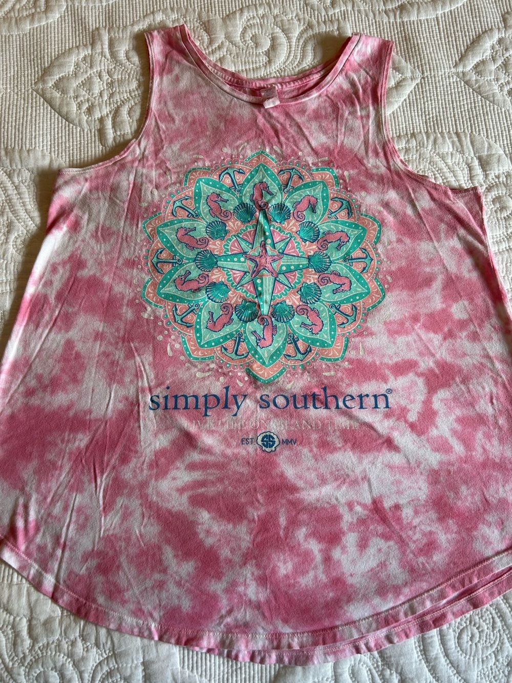 Simply Southern Pink Tie-Dye XL Graphic Tank Top